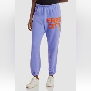 FREECITY Women's Purple Drawstring Waist  Logo Sweatpants Size Small